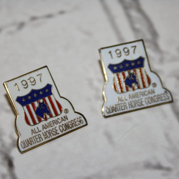 Vintage Jewelry Vintage 997 All American Quarter Horse Congress Lapel Pin Set Of 2 1 Poshmark